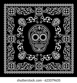 bandana with sugar skull