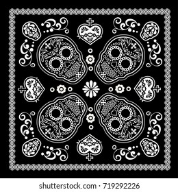 bandana with sugar skull