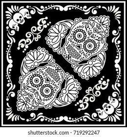 bandana with sugar skull