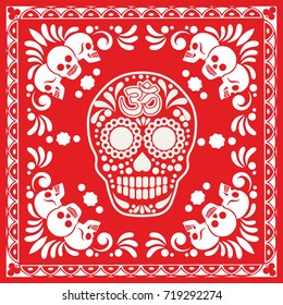 bandana with sugar skull