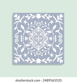 Bandana with symmetrical botanical motif