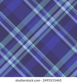Bandana texture pattern textile, father check seamless vector. Tissue fabric background tartan plaid in indigo and cyan colors palette.