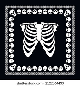 
bandana with thorax and skulls, vintage design t shirts