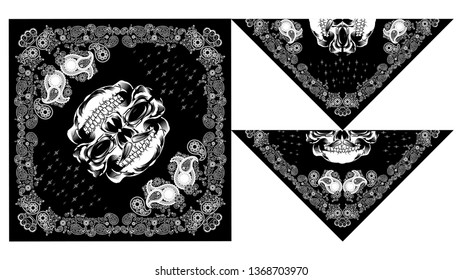 bandanas or bandana skull design paisley vector