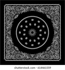 Bandanna Black White Paisley Flowers Stock Vector (Royalty Free ...