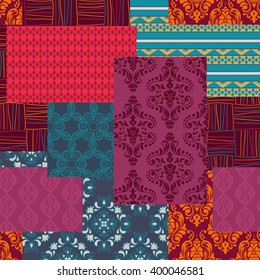 Bandanna patchwork fabric.Seamless pattern in custom colors