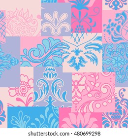 Bandanna patchwork fabric.Seamless pattern in custom colors