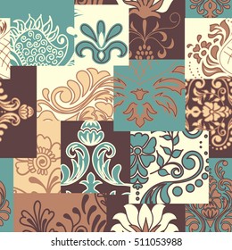 Bandanna patchwork fabric.Seamless pattern in custom colors