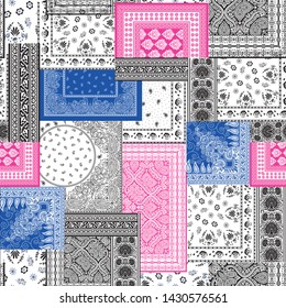 Bandanna patchwork pattern on white