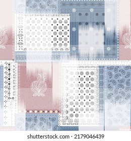  Bandanna Patchwork Pattern On White Background