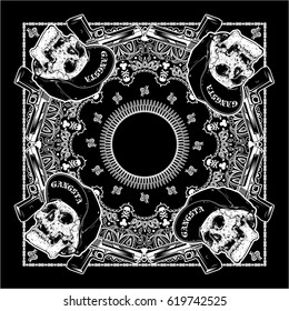 Bandanna Pattern Skull Vector Stock Vector (Royalty Free) 619742525 ...