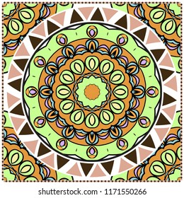bandanna print with floral pattern. vector illustration. For fabric, textile, bandana, scarg, print.