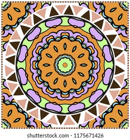 bandanna print with floral pattern. vector illustration. For fabric, textile, bandana, scarg, print.