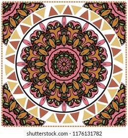 bandanna print with floral pattern. vector illustration. For fabric, textile, bandana, scarg, print.