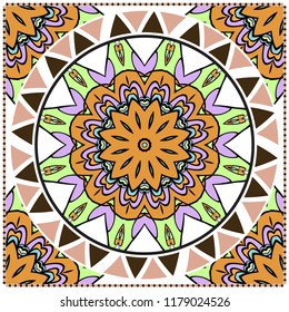 bandanna print with floral pattern. vector illustration. For fabric, textile, bandana, scarg, print.