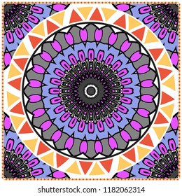 bandanna print with floral pattern. vector illustration. For fabric, textile, bandana, scarg, print.