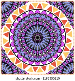 bandanna print with floral pattern. vector illustration. For fabric, textile, bandana, scarg, print.