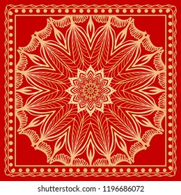 bandanna print with floral pattern. vector illustration. For fabric, textile, bandana, scarg, print