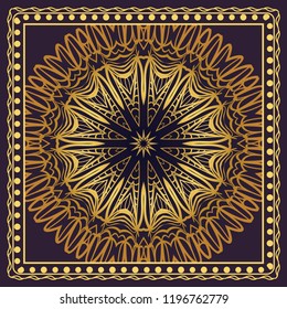 bandanna print with floral pattern. vector illustration. For fabric, textile, bandana, scarg, print