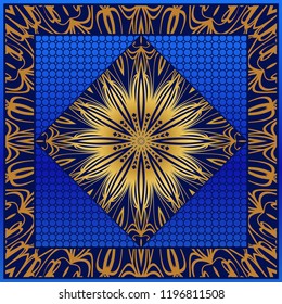 bandanna print with floral pattern. vector illustration. For fabric, textile, bandana, scarg, print