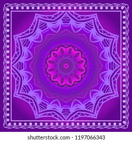 bandanna print with floral pattern. vector illustration. For fabric, textile, bandana, scarg, print