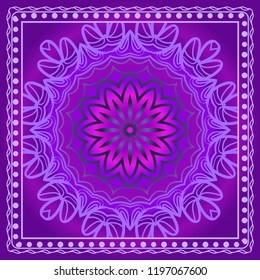 bandanna print with floral pattern. vector illustration. For fabric, textile, bandana, scarg, print