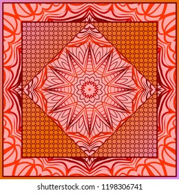 bandanna print with floral pattern. vector illustration. For fabric, textile, bandana, scarg, print