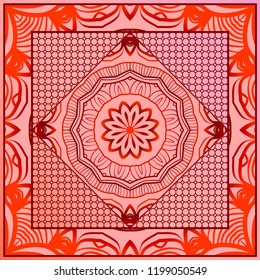 bandanna print with floral pattern. vector illustration. For fabric, textile, bandana, scarg, print