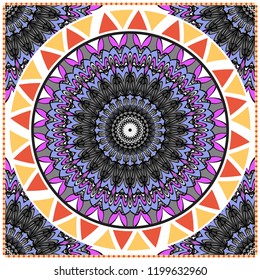 bandanna print with floral pattern. vector illustration. For fabric, textile, bandana, scarg, print.