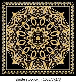 bandanna print with floral pattern. vector illustration. For fabric, textile, bandana, scarg, print