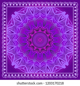 bandanna print with floral pattern. vector illustration. For fabric, textile, bandana, scarg, print