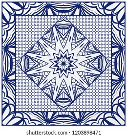 bandanna print with floral pattern. vector illustration. For fabric, textile, bandana, scarg, print