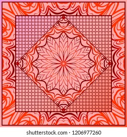 bandanna print with floral pattern. vector illustration. For fabric, textile, bandana, scarg, print