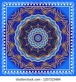 bandanna print with floral pattern. vector illustration. For fabric, textile, bandana, scarg, print