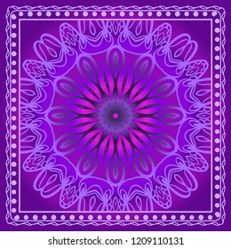 bandanna print with floral pattern. vector illustration. For fabric, textile, bandana, scarg, print