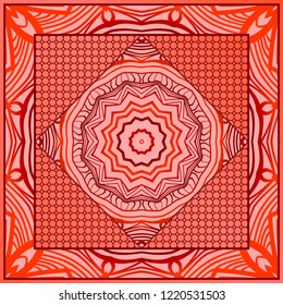 bandanna print with floral pattern. vector illustration. For fabric, textile, bandana, scarg, print
