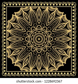 bandanna print with floral pattern. vector illustration. For fabric, textile, bandana, scarg, print