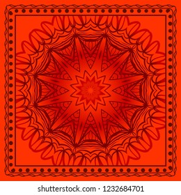 bandanna print with floral pattern. vector illustration. For fabric, textile, bandana, scarg, print