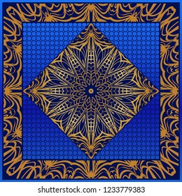 bandanna print with floral pattern. vector illustration. For fabric, textile, bandana, scarg, print