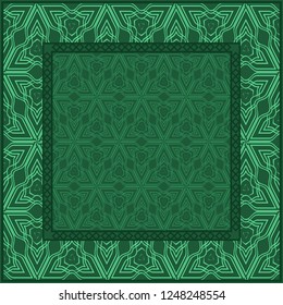 Bandanna Print With Geometric Pattern. Vector Illustration. For Fabric, Textile, Bandana, Scarg, Print