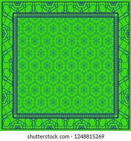 Bandanna Print With Geometric Pattern. Vector Illustration. For Fabric, Textile, Bandana, Scarg, Print