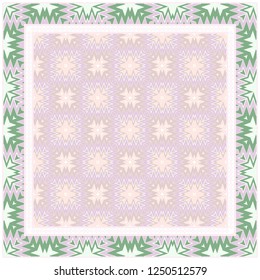 Bandanna Print With Geometric Pattern. Vector Illustration. For Fabric, Textile, Bandana, Scarg, Print