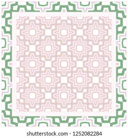 Bandanna Print With Geometric Pattern. Vector Illustration. For Fabric, Textile, Bandana, Scarg, Print