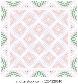 Bandanna Print With Geometric Pattern. Vector Illustration. For Fabric, Textile, Bandana, Scarg, Print