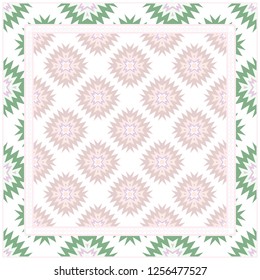 Bandanna Print With Geometric Pattern. Vector Illustration. For Fabric, Textile, Bandana, Scarg, Print