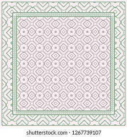 Bandanna Print With Geometric Pattern. Vector Illustration. For Fabric, Textile, Bandana, Scarg, Print