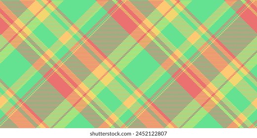 Bandanna texture background fabric, detailed tartan textile pattern. Woven vector plaid check seamless in green and red color.