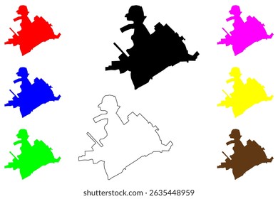 Bandar-e Mahshahr city (Islamic Republic of Iran, Persia, IRI, Khuzestan province) map vector illustration, scribble sketch Bandar Mahshahr ma