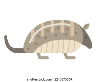 Banded armadillo. Cute cartoon vector illustration. Flat icon. 