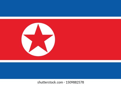 Bandeira da Coreia do Norte (flag of North Korea in portuguese) vector illustration